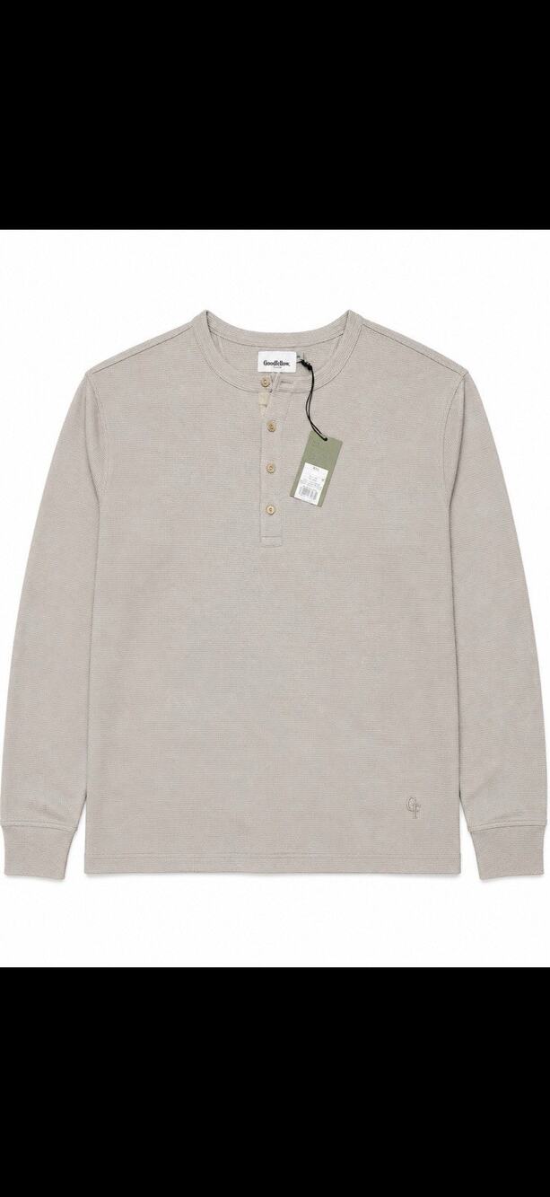 Goodfellow & Co Men’s Beige Waffle Knit Henley Long Sleeve T-Shirt XXL